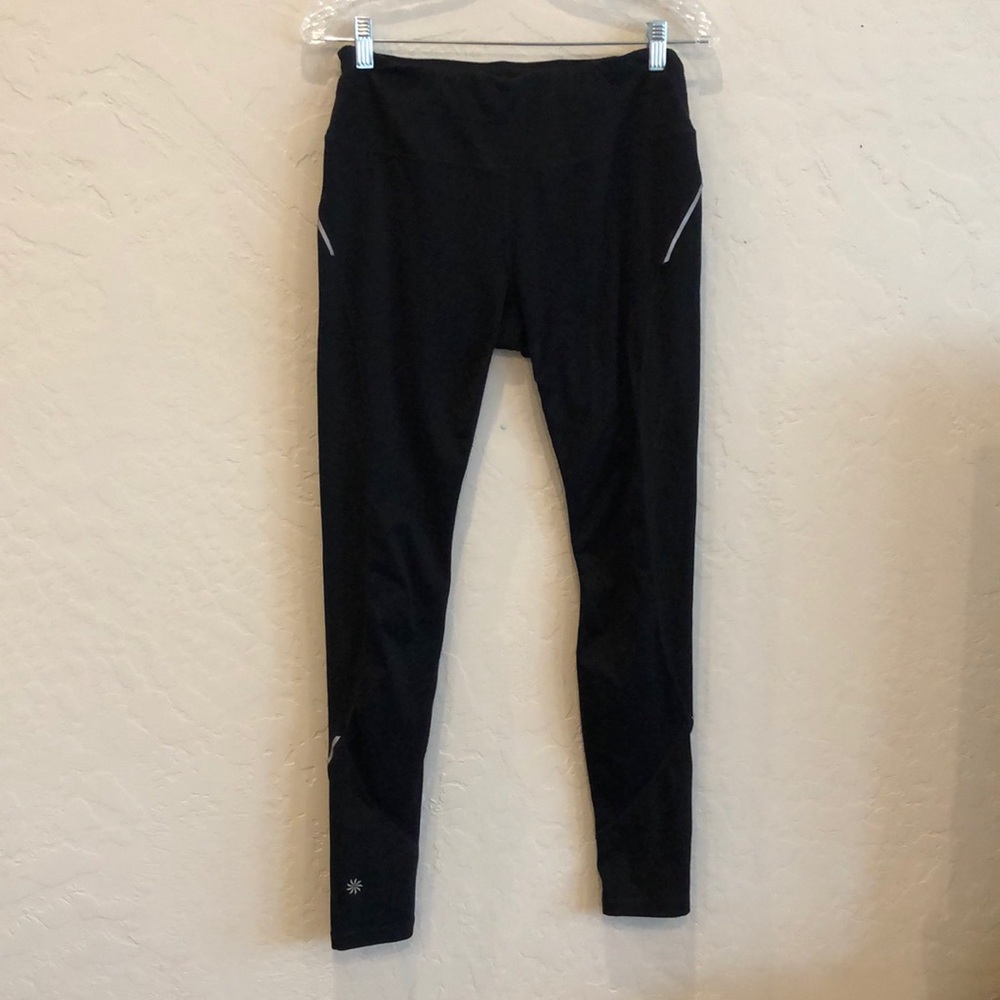 Athleta Black Leggings with Reflective Detail